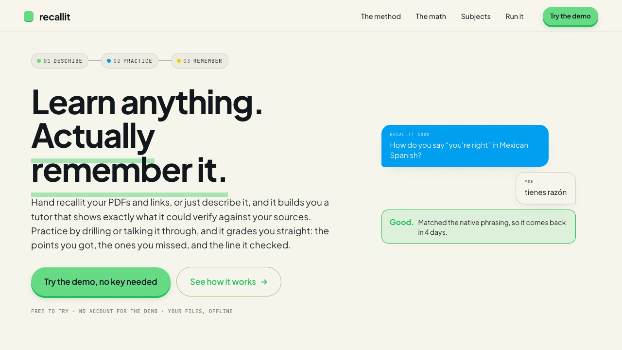 recallit — Learn anything. Actually remember it.